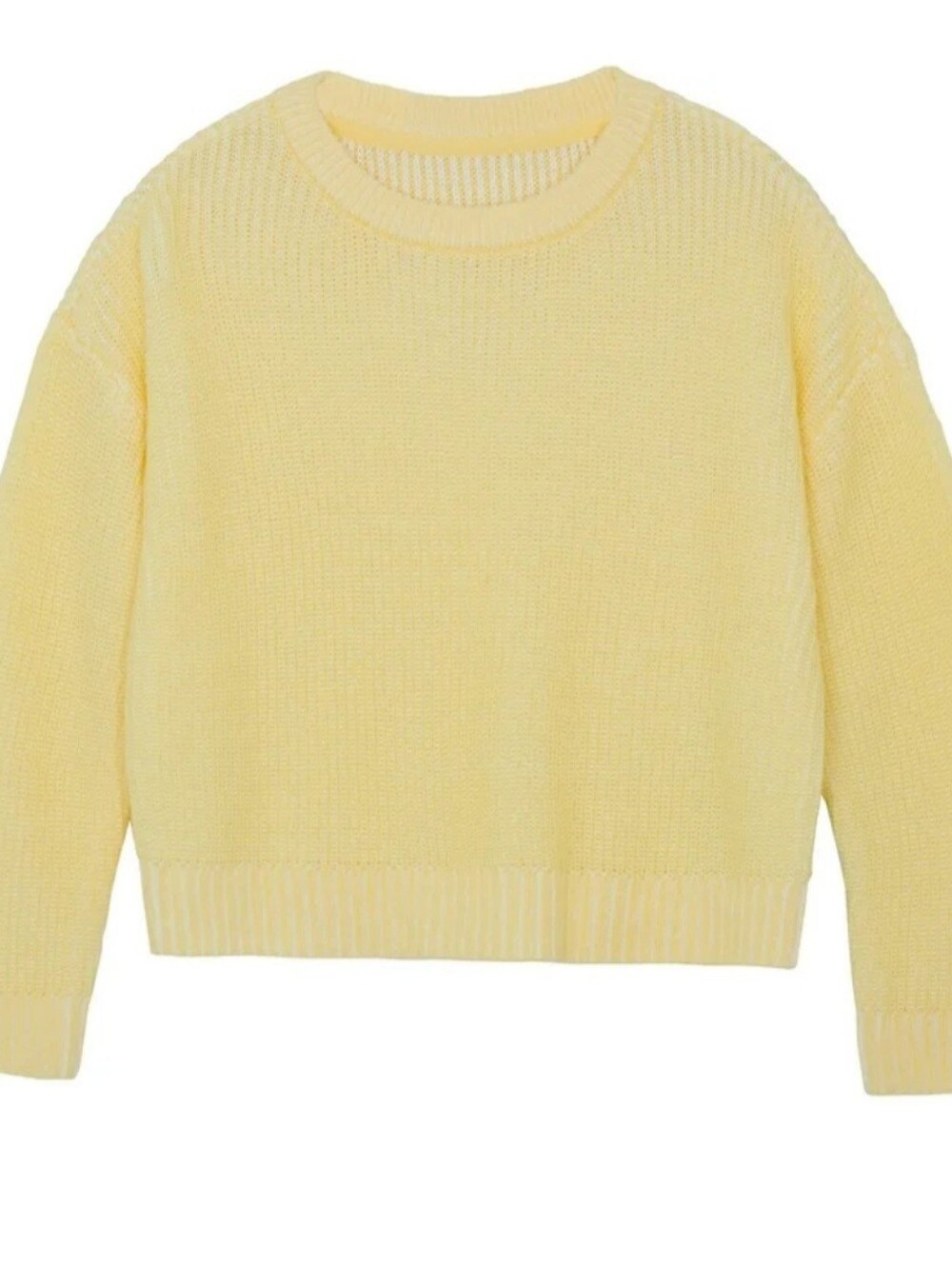Girls Soft Crewneck Knit Sweater - Pale Yellow